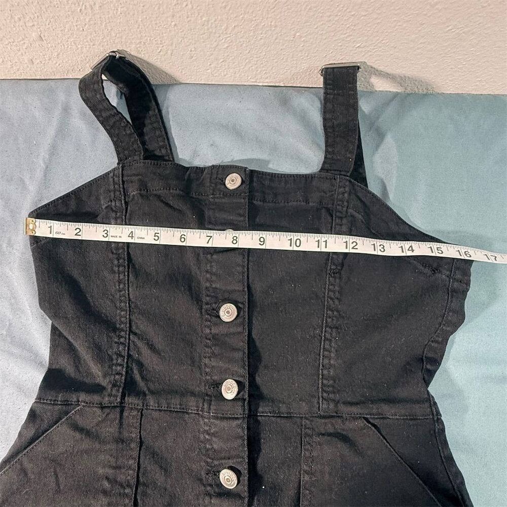 H&M Divided Women's Black Button-Front Overall Mini Dress Size 10 - Picture 2 of 8